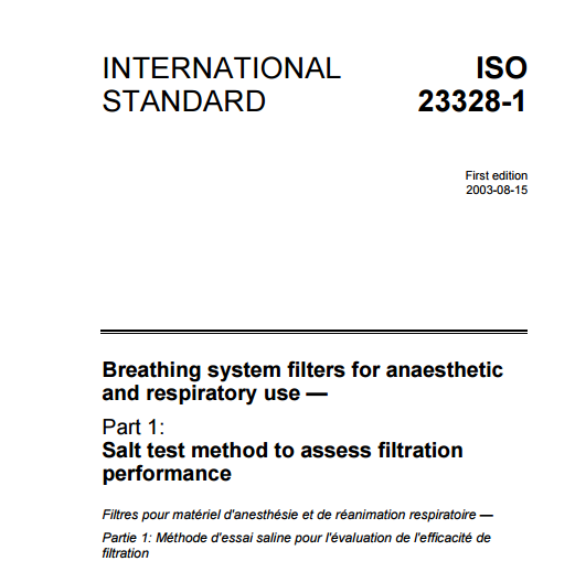 표준 ISO 23328 마취제 및 호흡기 사용을위한 시스템 필터 호흡